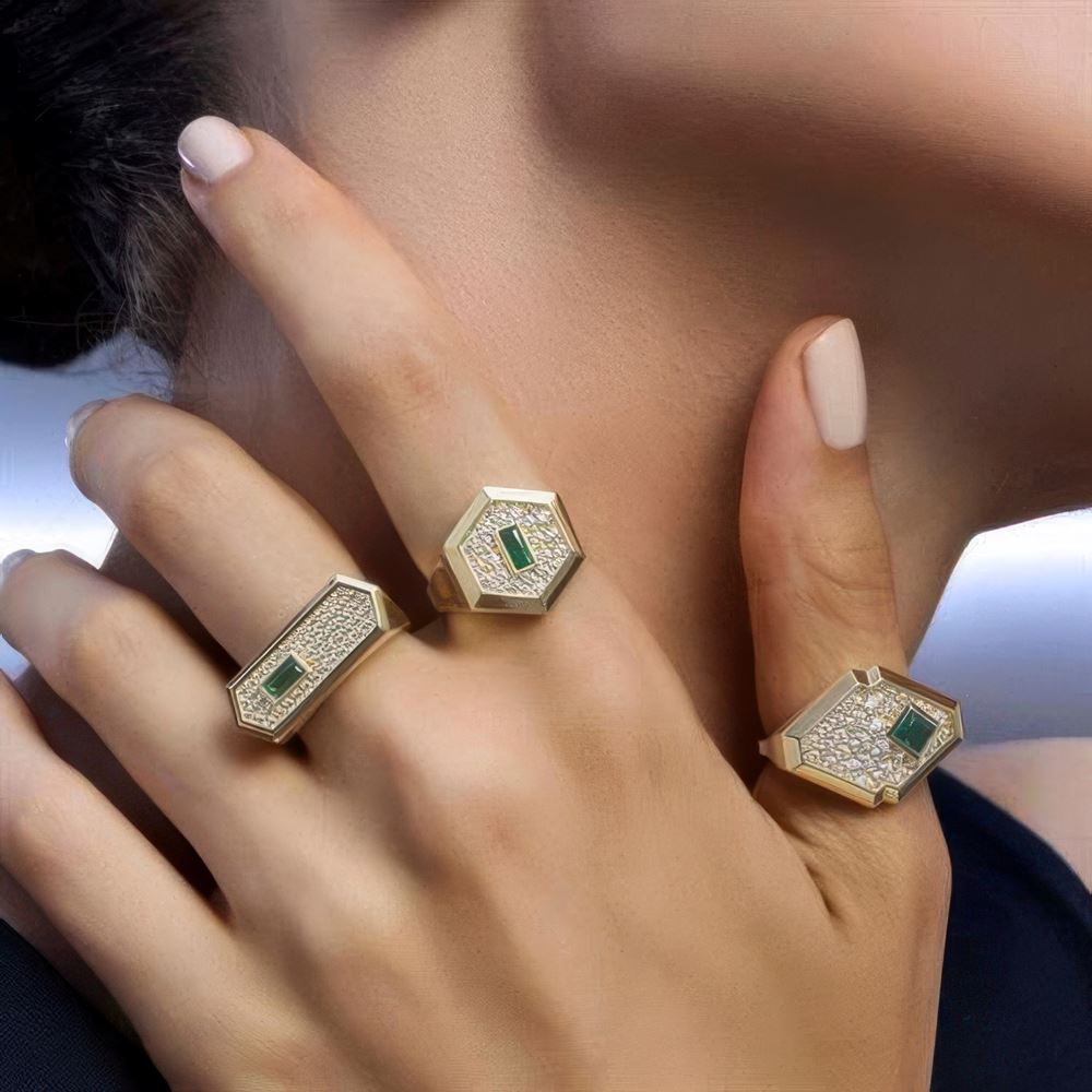 Baget Taşlı Dikdörtgen Yüzük