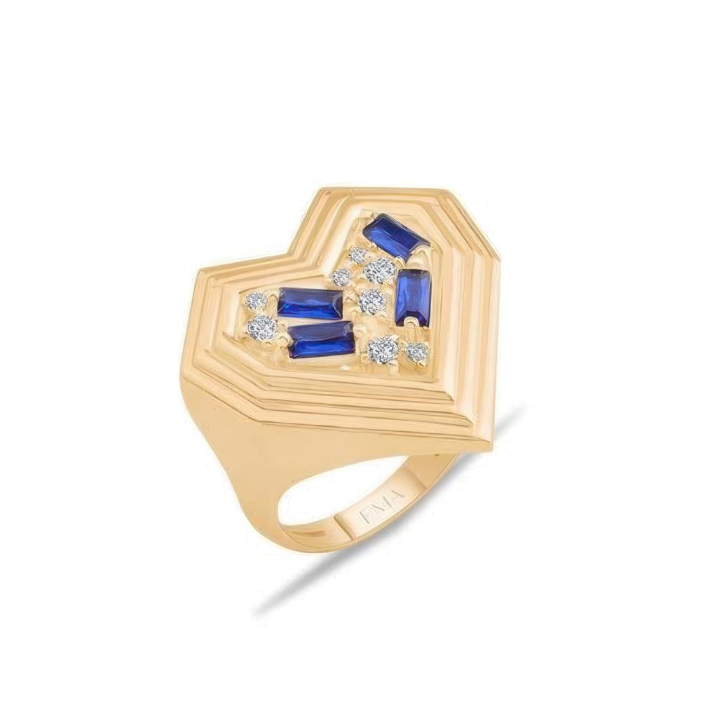 Kalp Yeşil Baget Taşlı Yüzük