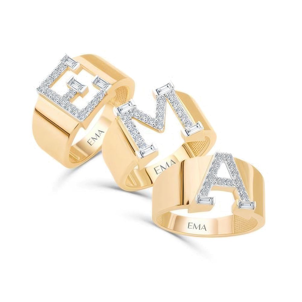 Baget Taşlı Harf Altın Yüzük