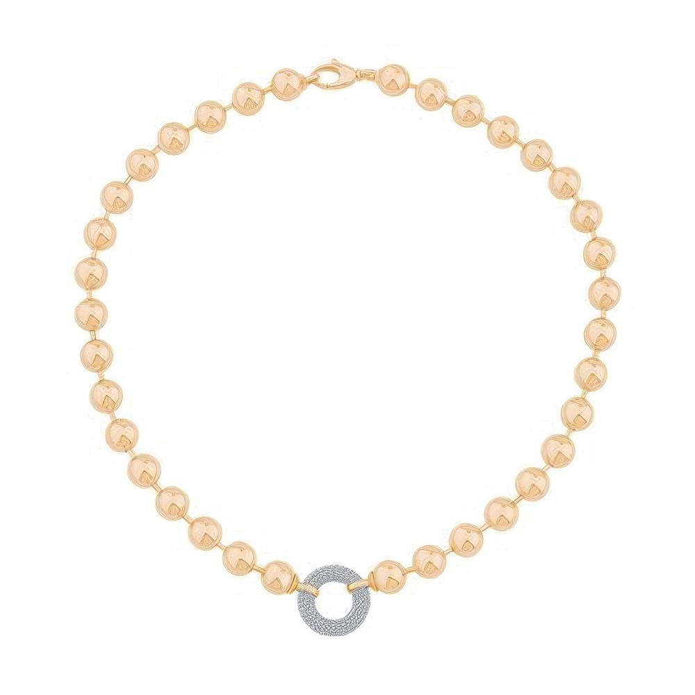 Taşlı Halka Top Top Zincir Kolye 45Cm Zincir