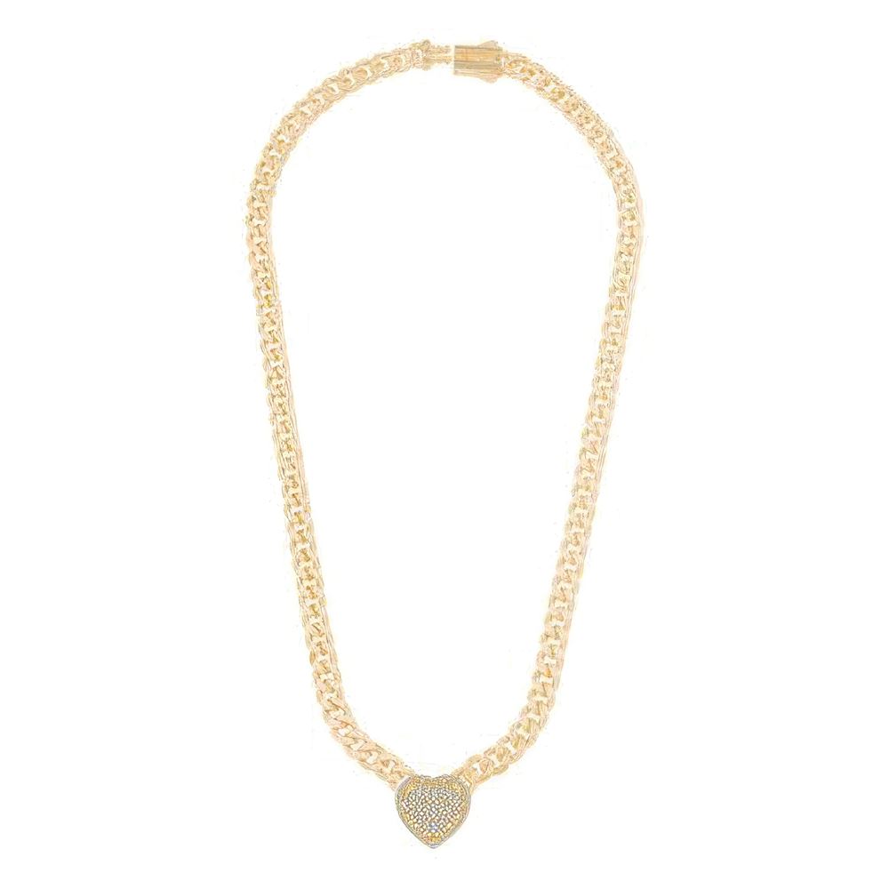 Taşlı Kalp Tasarım Gurmet Zincir 45Cm-7Mm