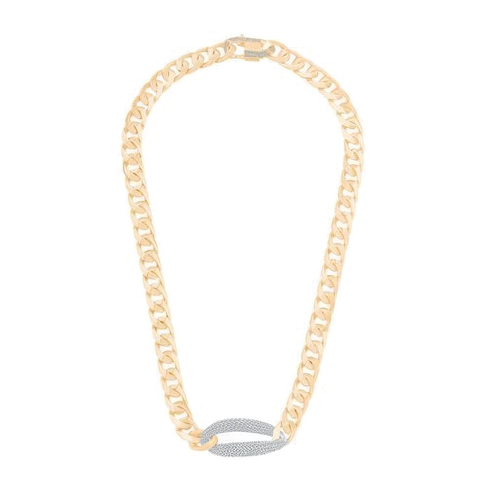 Oval Taşlı Tasarım Gurmet Zincir 45Cm-9Mm