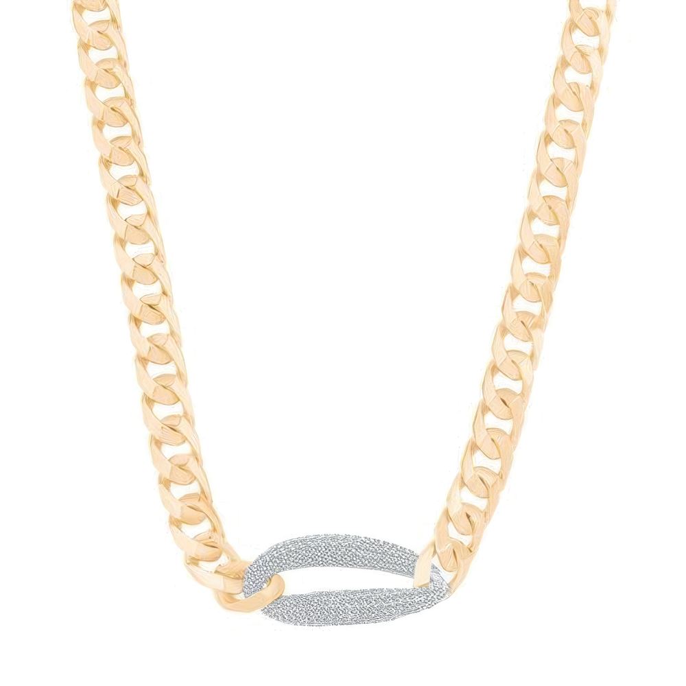 Oval Taşlı Tasarım Gurmet Zincir 45Cm-9Mm