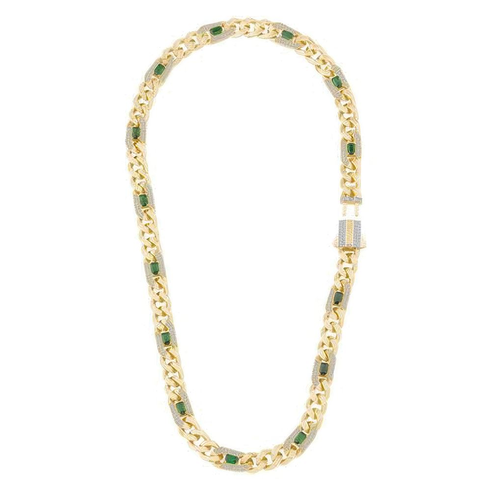 Yeşil Taşlı Gurmet Zincir 45Cm