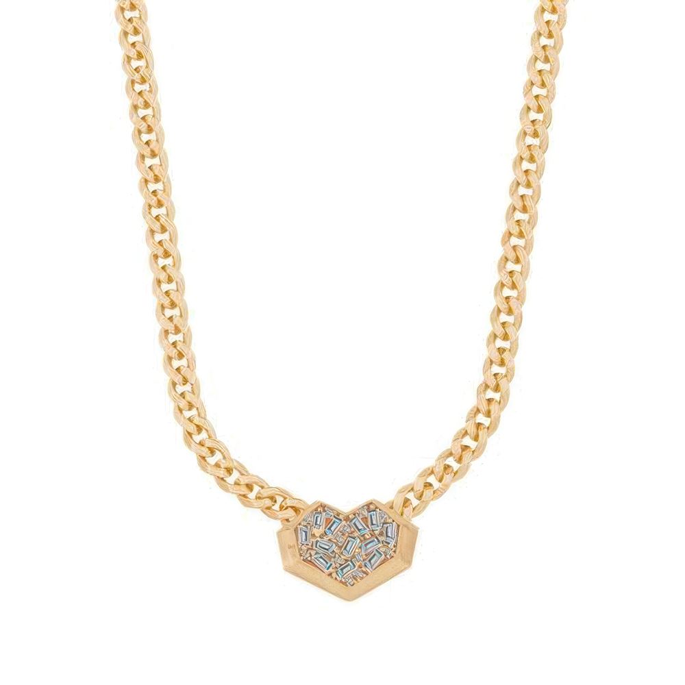 Baget Taşlı Kalp Gurmet Kolye 45Cm Zincir