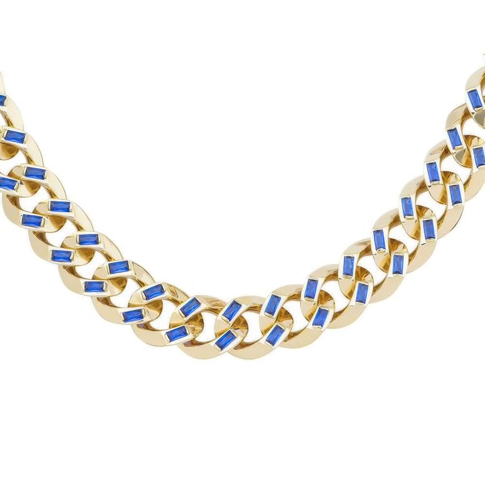 Safir Taşlı Gurmet Zincir 45 Cm