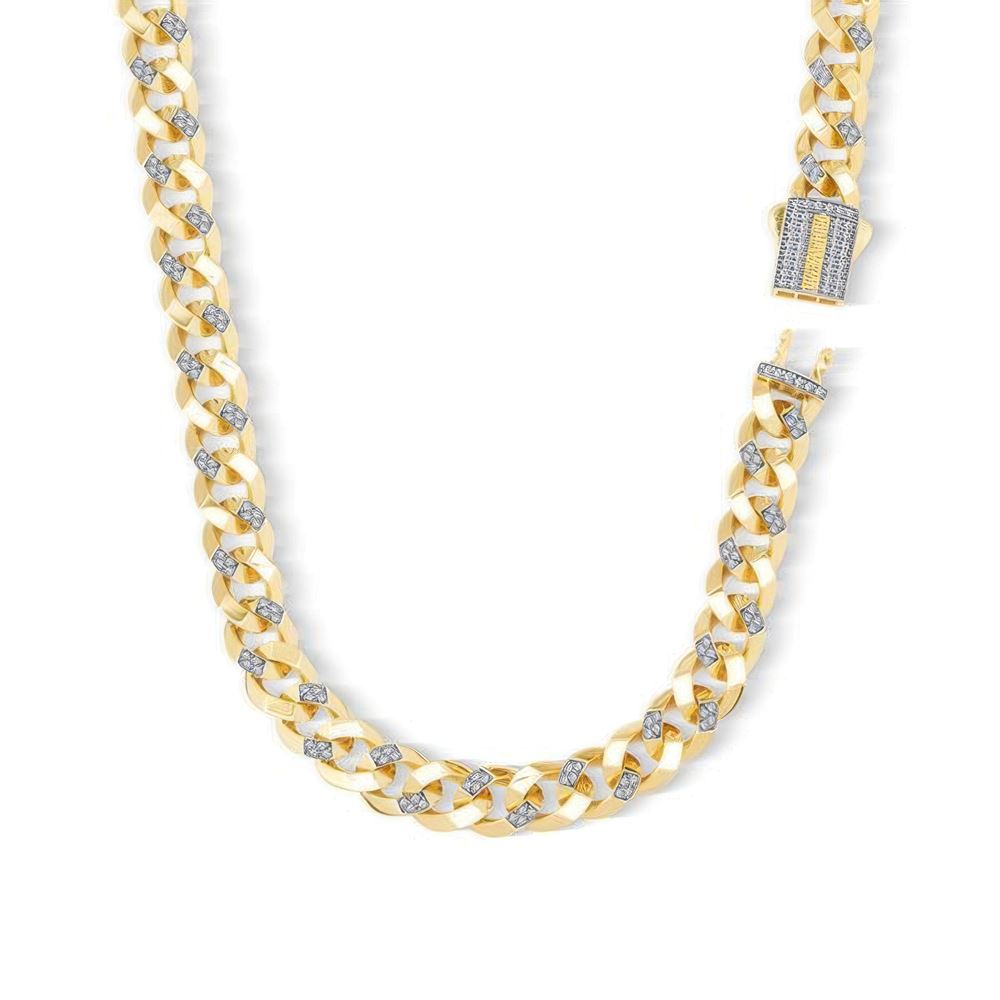 9Mm Altın Taşlı Gurmet Zincir 45 Cm