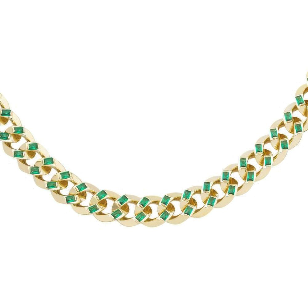 Zümrüt Taşlı Gurmet Zincir 45 Cm