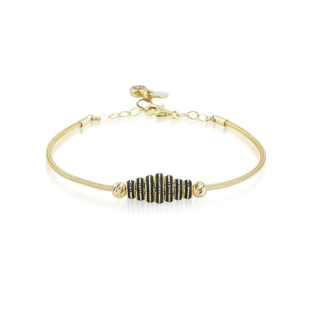 Altın Siyah Mineli Bileklik 18CM