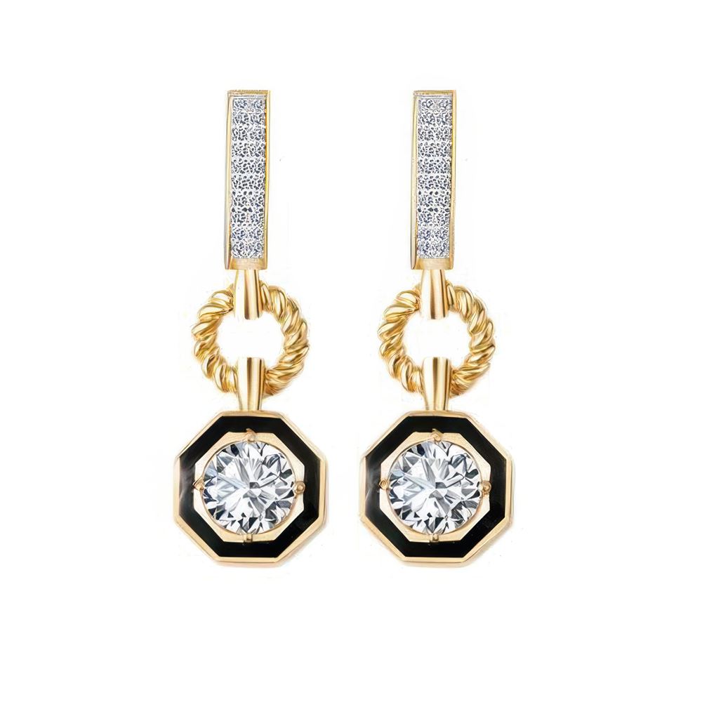 Siyah Mineli Tektaş Küpe