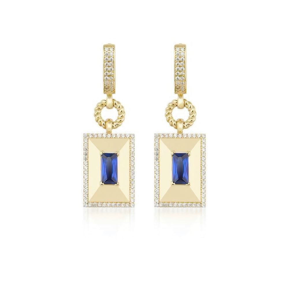 Taşlı Kalemli Üçgen Küpe