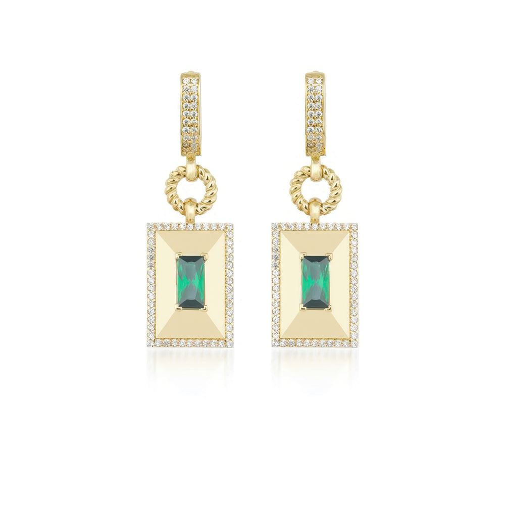 Taşlı Kalemli Üçgen Küpe