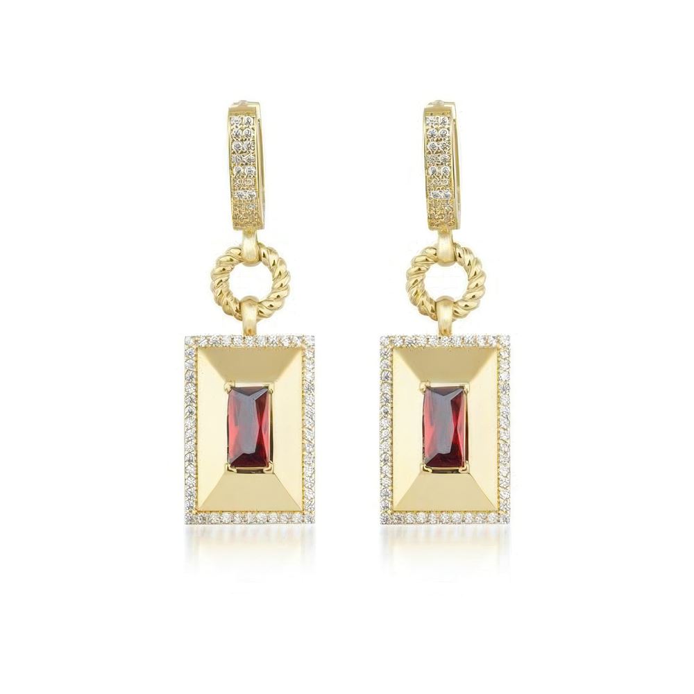 Taşlı Kalemli Üçgen Küpe