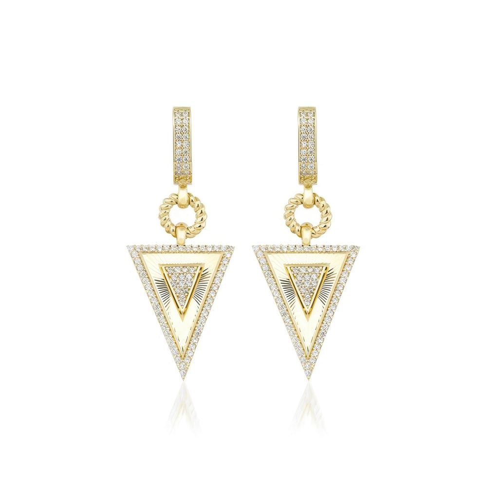 Taşlı Kalemli Üçgen Küpe