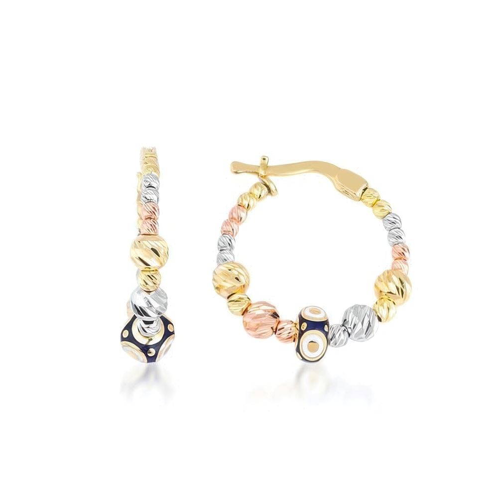 Mavi Mineli Göz Halka Küpe