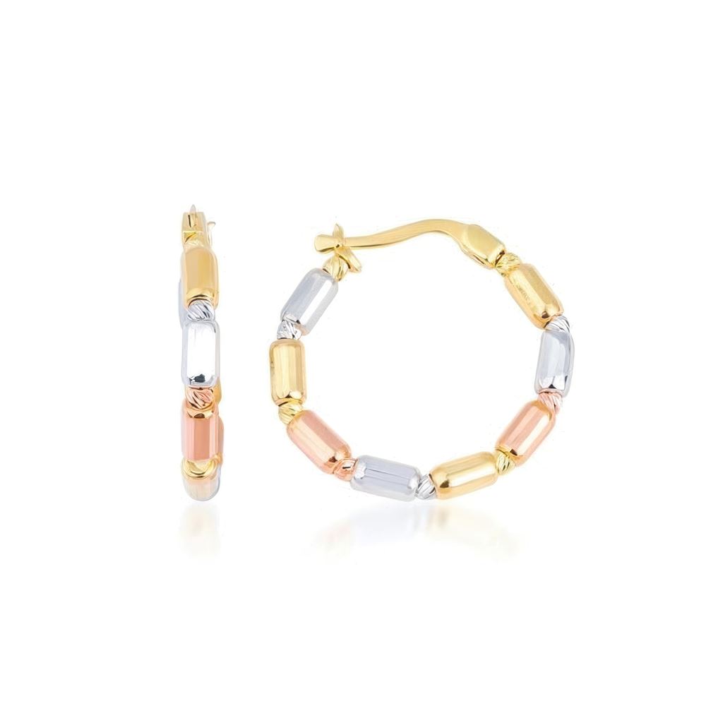 Altın Üç Renk Halka Küpe