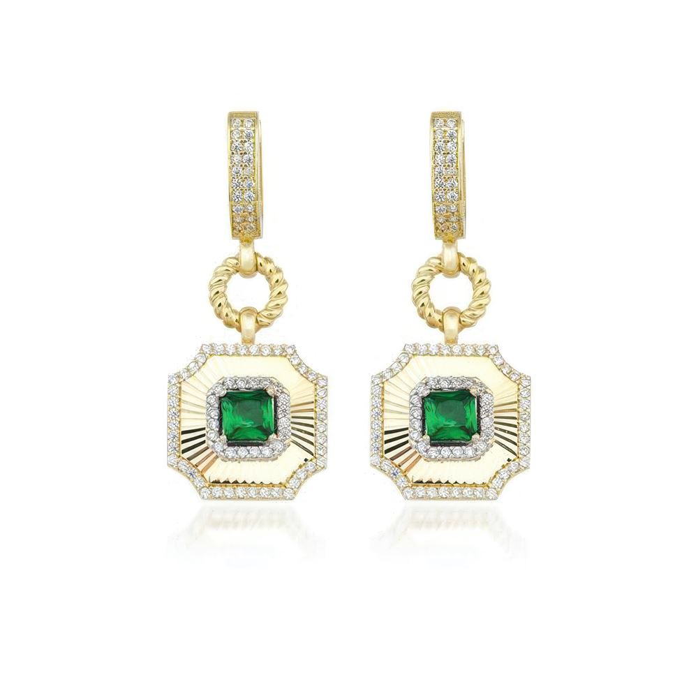 Kalemli Safir Taşlı Küpe