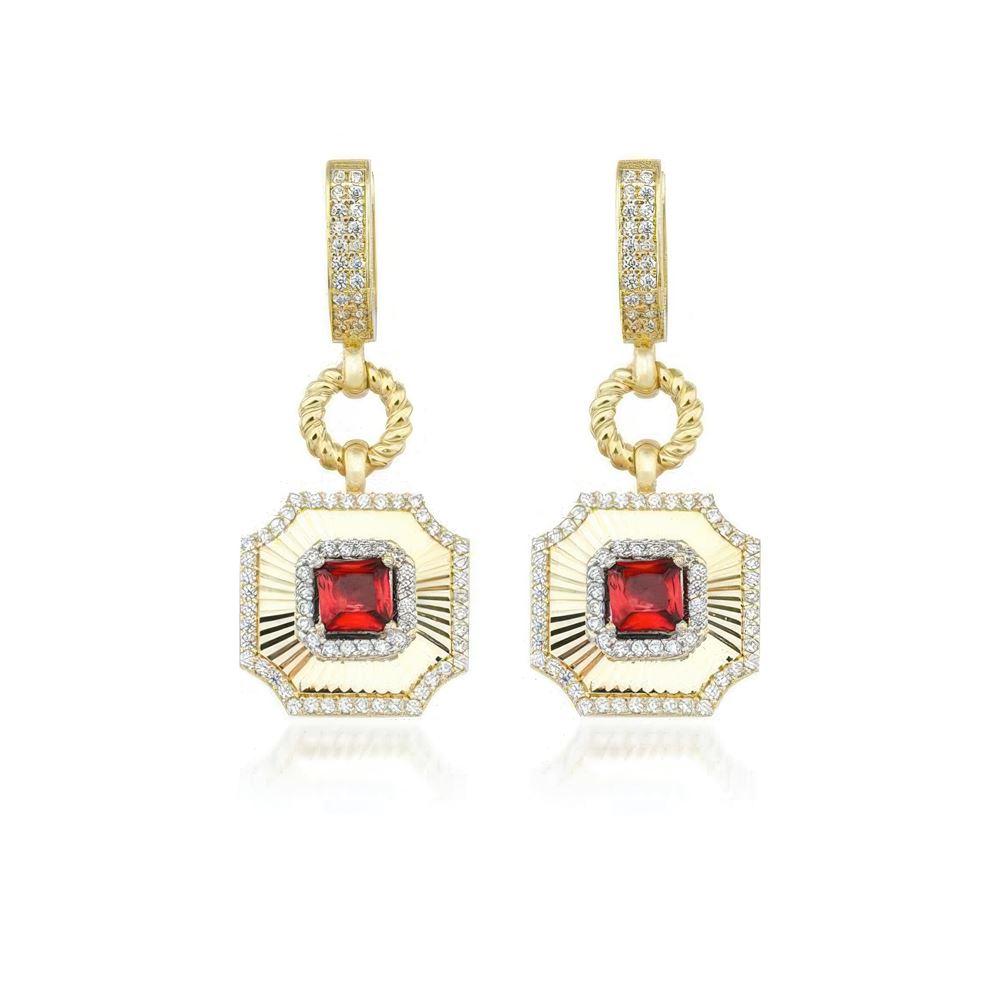 Kalemli Safir Taşlı Küpe