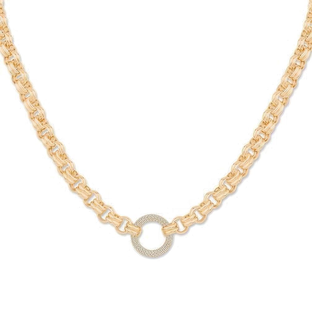 Taşlı Halka Zincir Kolye 50Cm Zincir