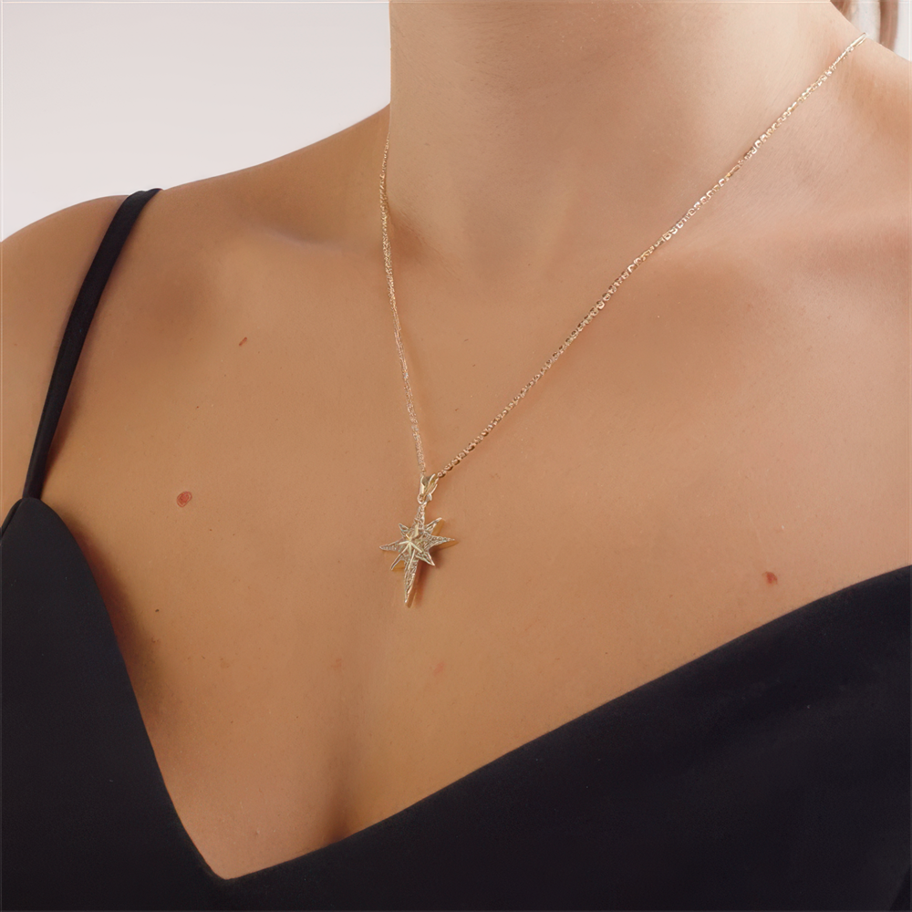 Kuzey Yıldız Tasarım Kolye 45Cm Zincir