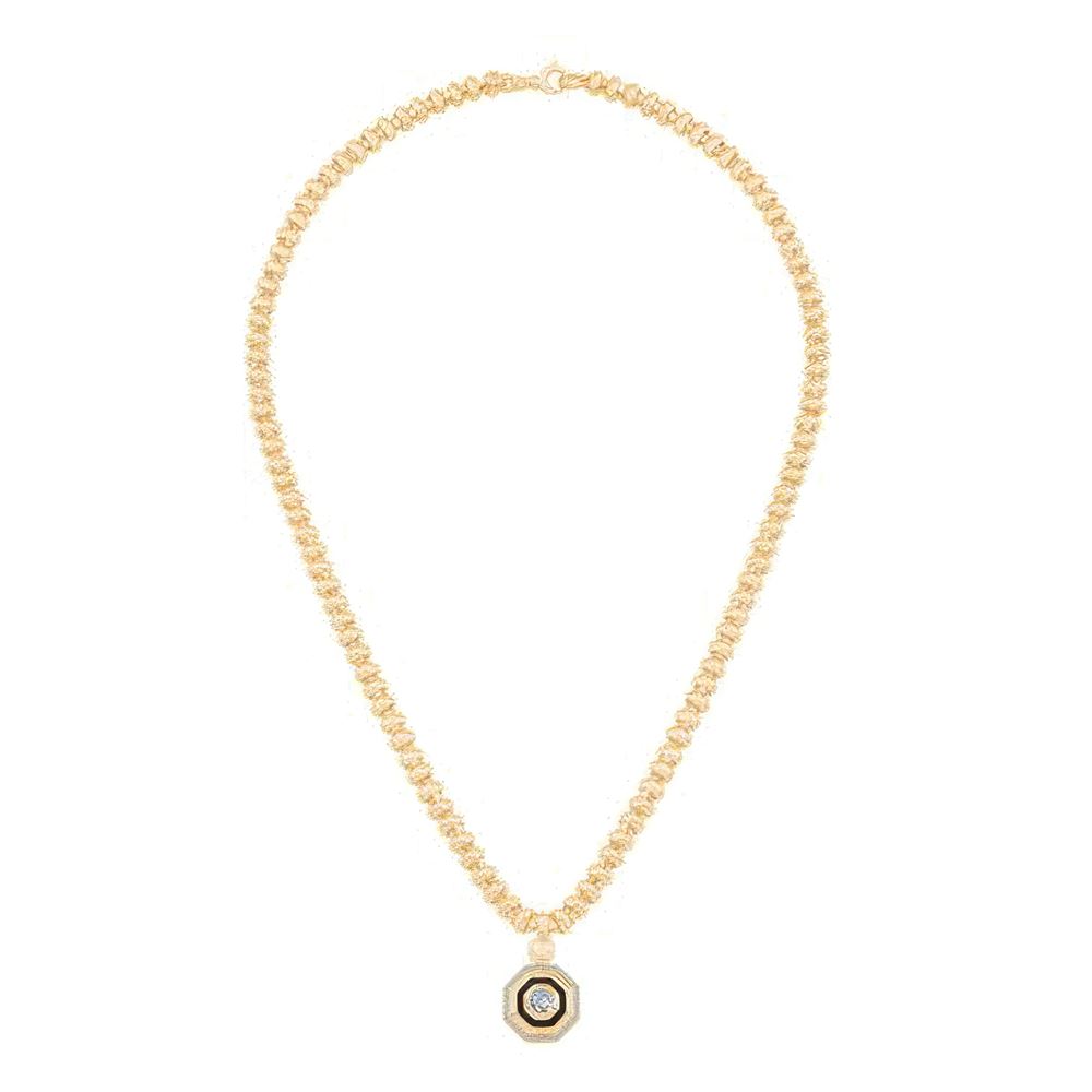 Siyah Mineli Tasarım Kolye 50Cm Zincir