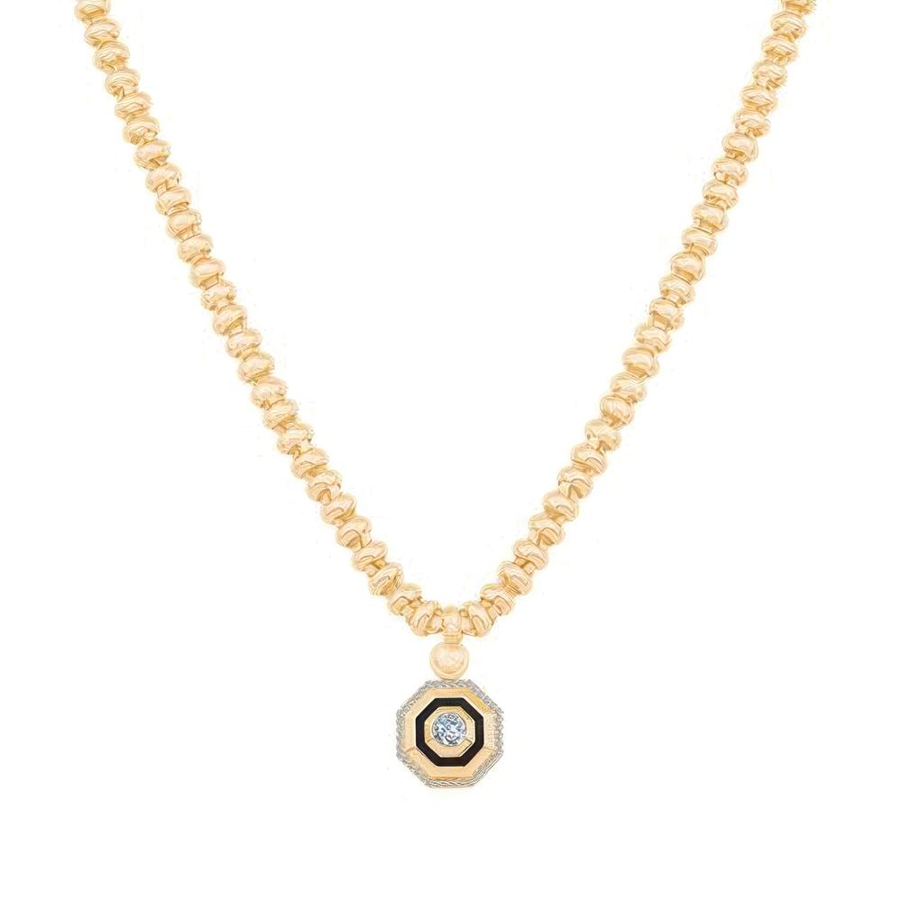 Siyah Mineli Tasarım Kolye 50Cm Zincir