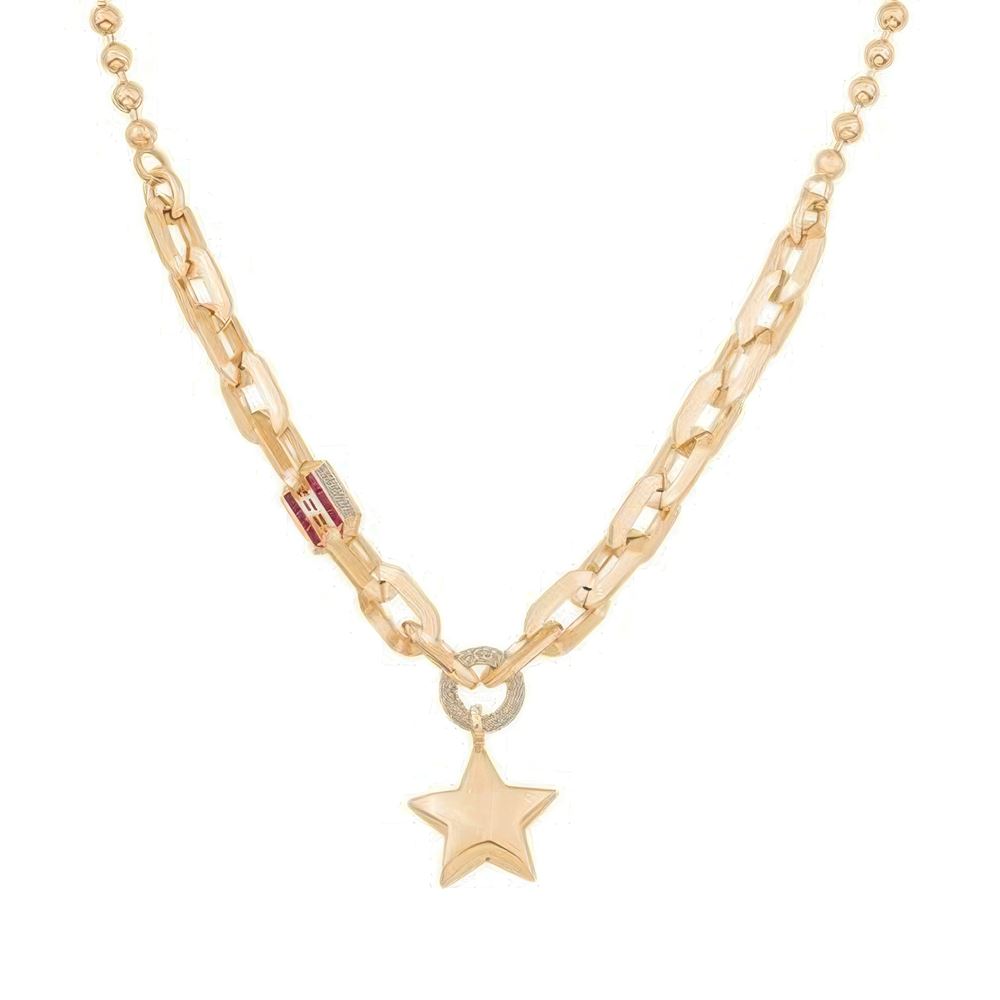 Taşlı Yıldız Tasarım Kolye 50Cm Zincir