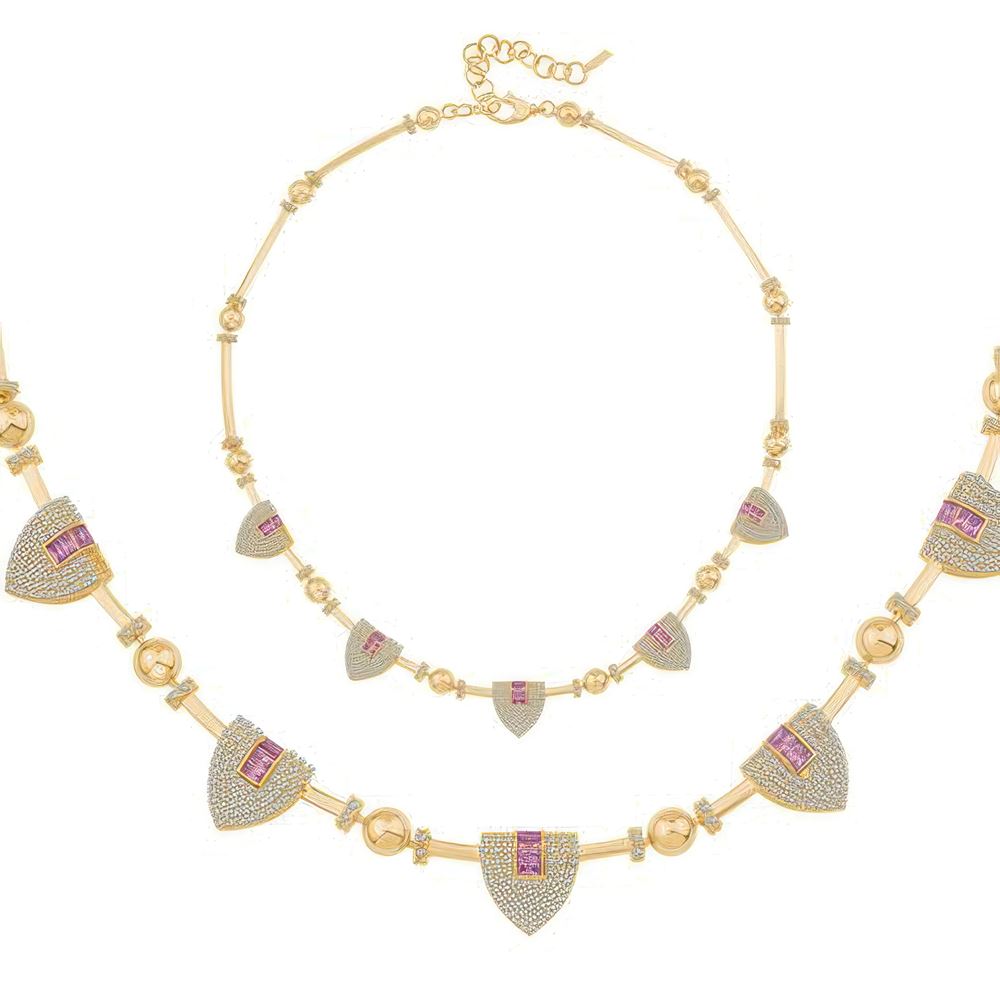 Baget Taşlı Silindir Kolye 43 Cm Zincir