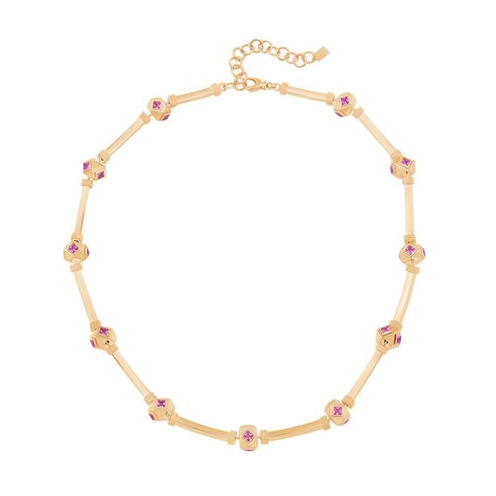 Kare Taşlı Silindir Kolye 43 Cm Zincir