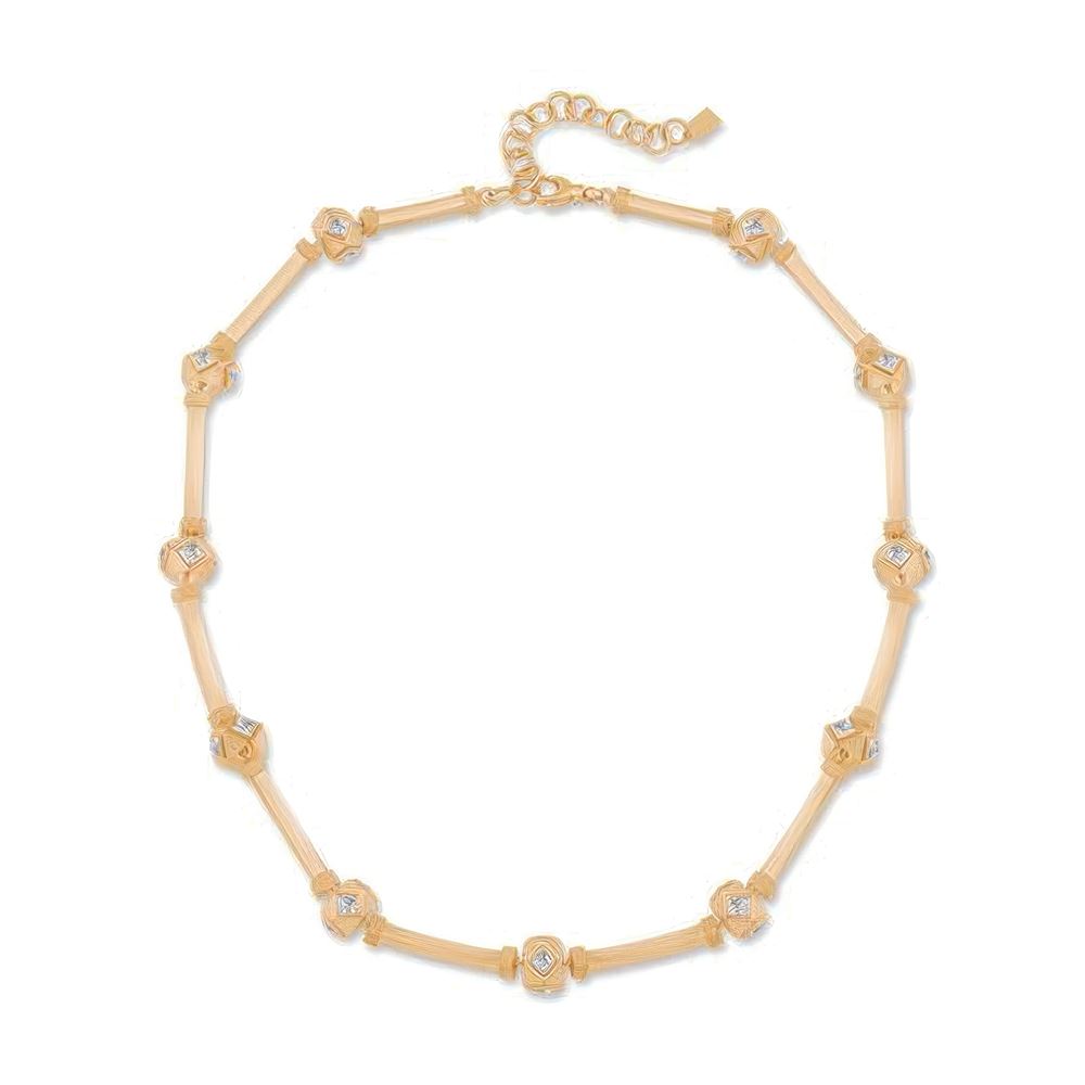 Kare Taşlı Silindir Kolye 43 Cm Zincir