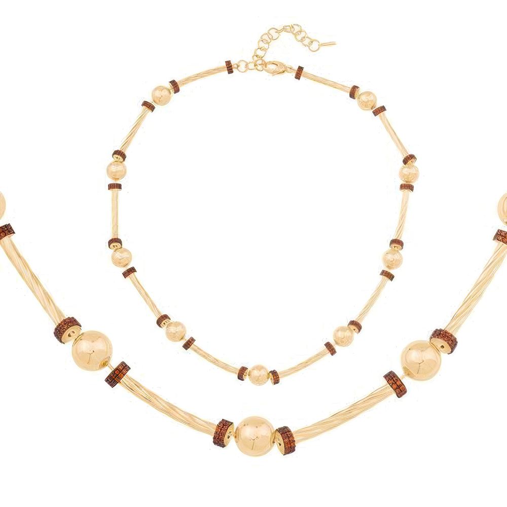 Renkli Taşlı Silindir Kolye 43 Cm Zincir