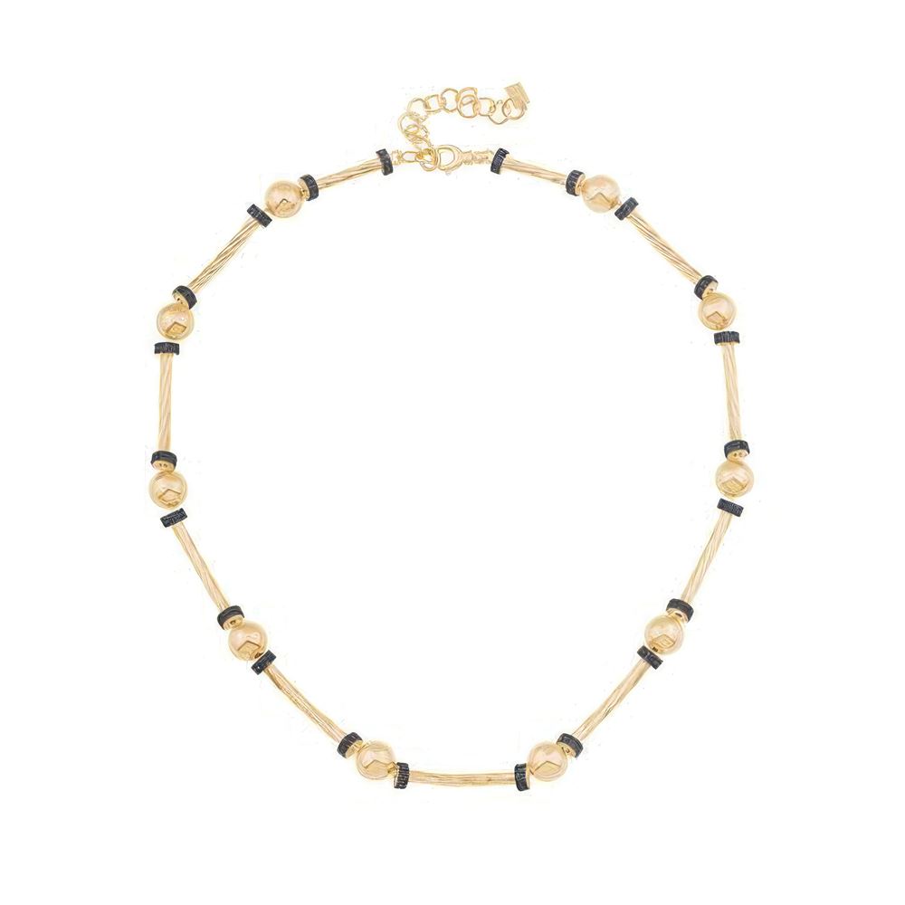 Mavi Taşlı Silindir Kolye 43 Cm Zincir