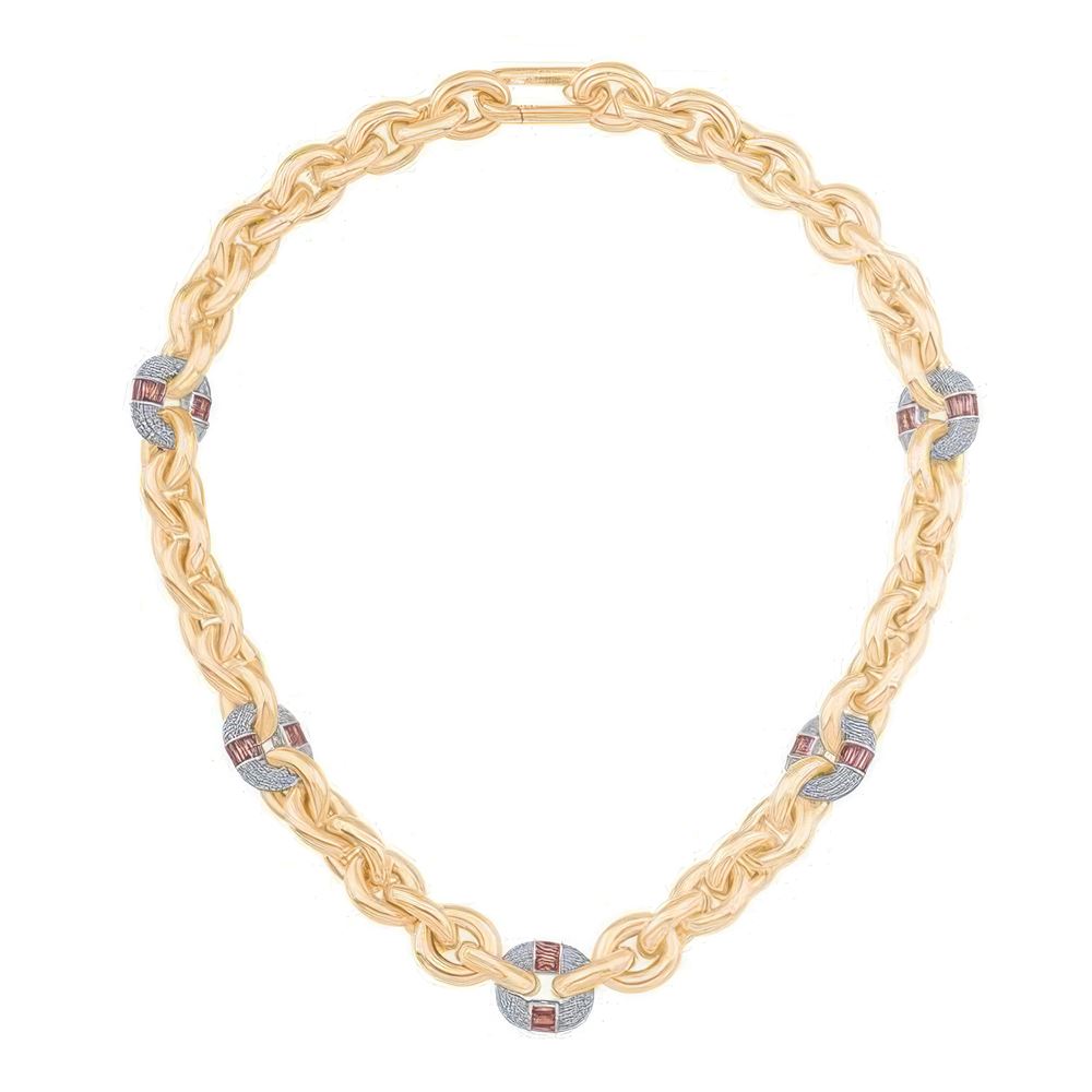 Pembe Taşlı Halka Detaylı Kolye 50 Cm Zincir