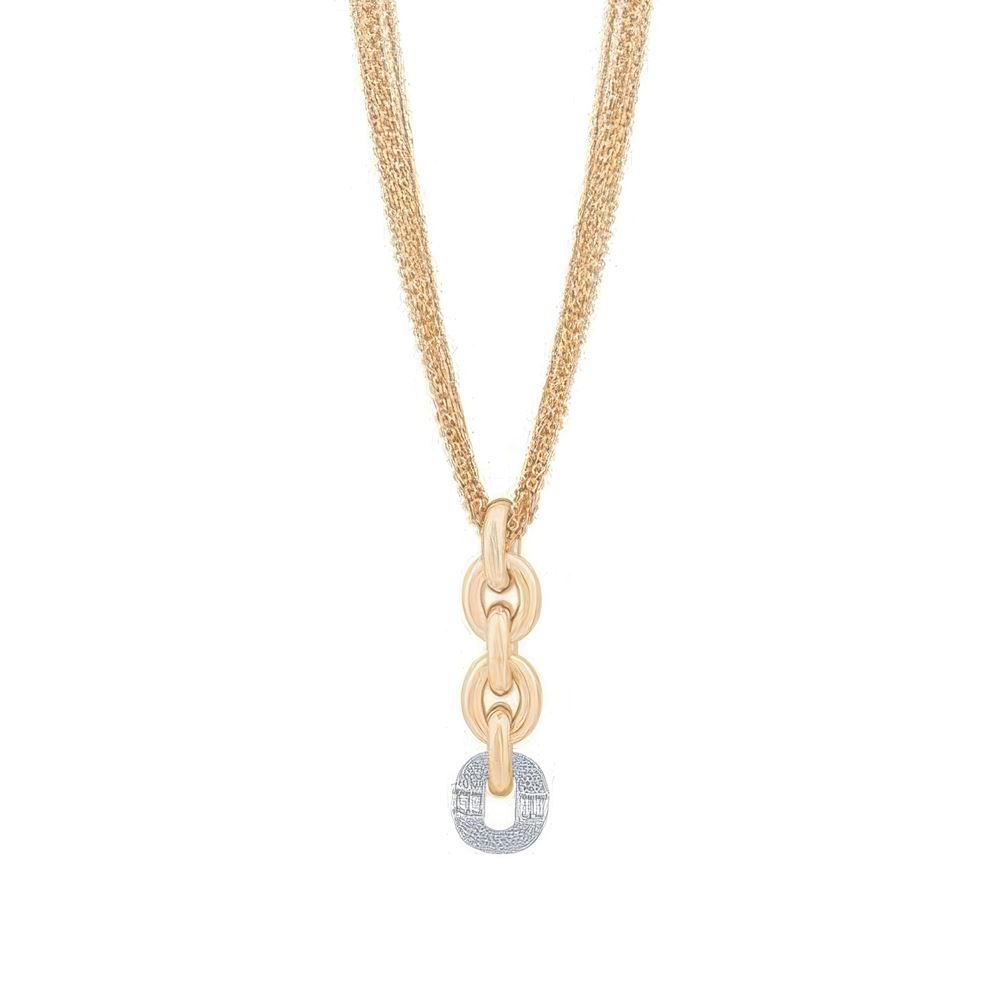 Pembe Taş Çerçevelil Kolye 50 Cm Zincir