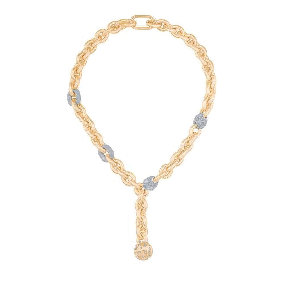 Yuvarlak Taş Uçlu Altın Kolye 50 Cm Zincir