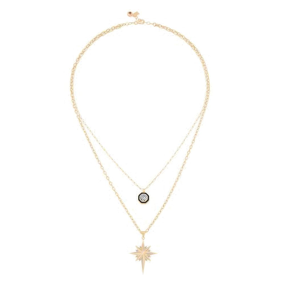 Çift Zincir Kuzey Yıldızı Kolye 50 Cm Zincir