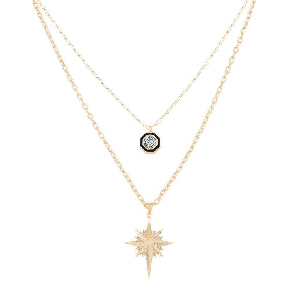Çift Zincir Kuzey Yıldızı Kolye 50 Cm Zincir