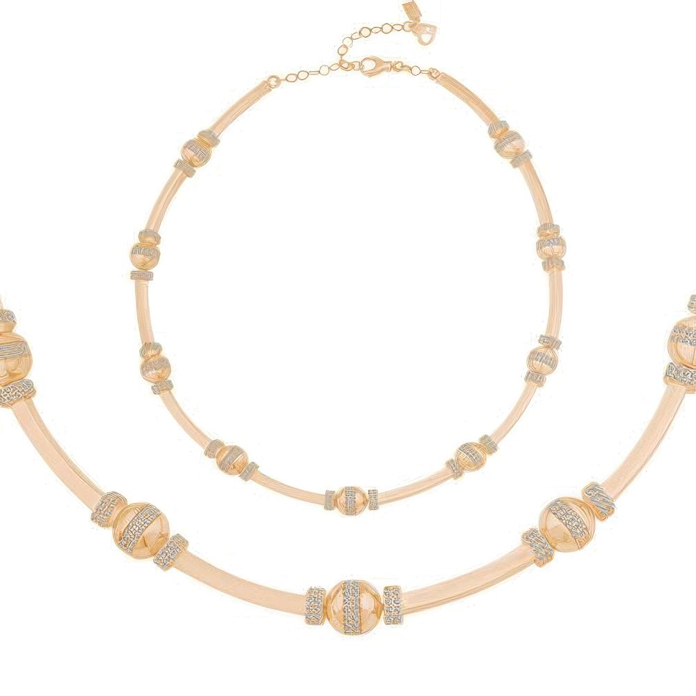 Altın Silindir Tasarım Kolye 43 Cm Zincir