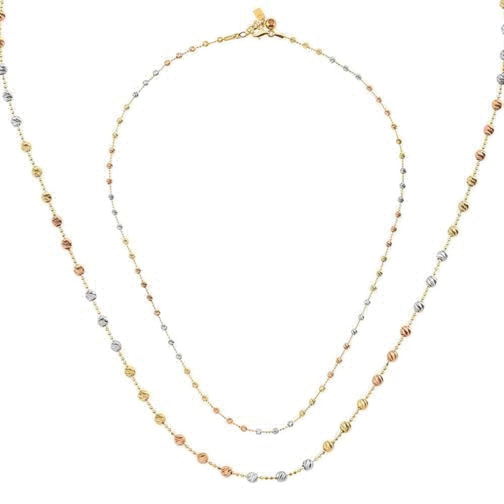 Renkli Top Top Altın Kolye 50 Cm Zincir