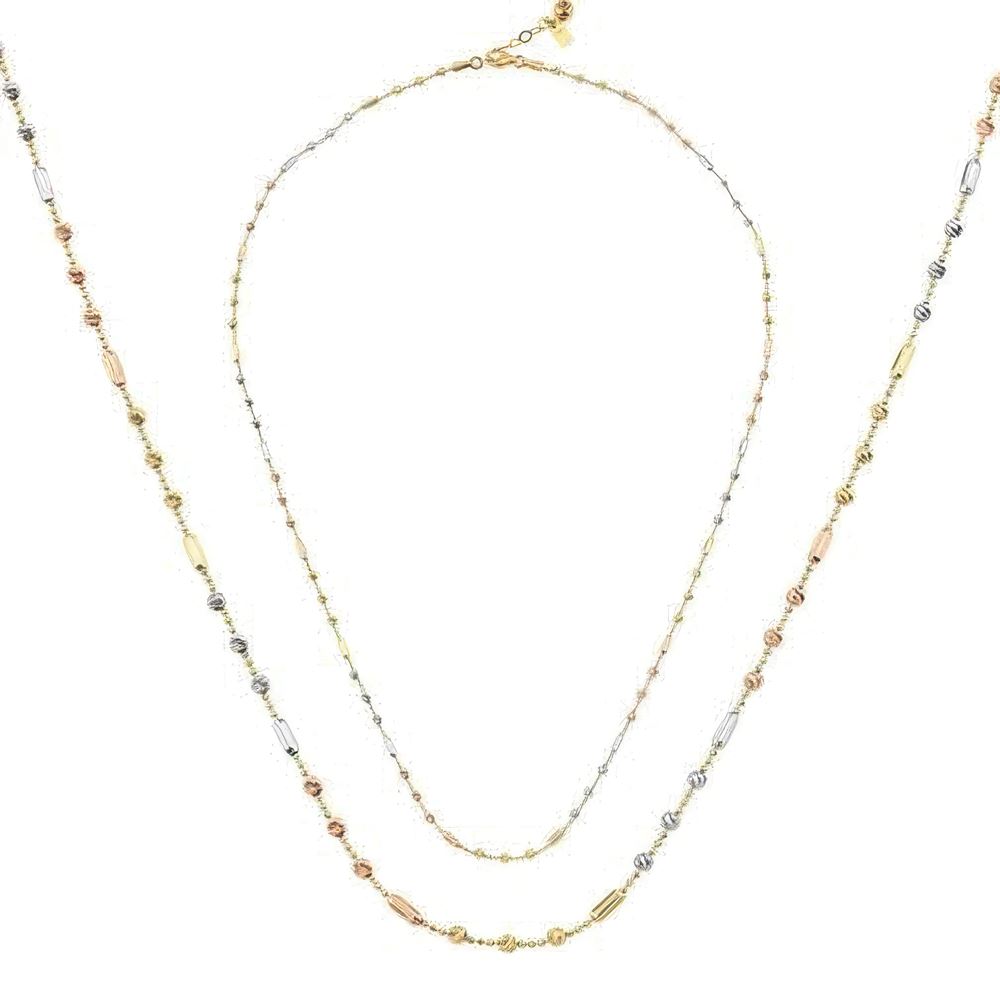 Kalemli Silindir Altın Kolye 50 Cm Zincir