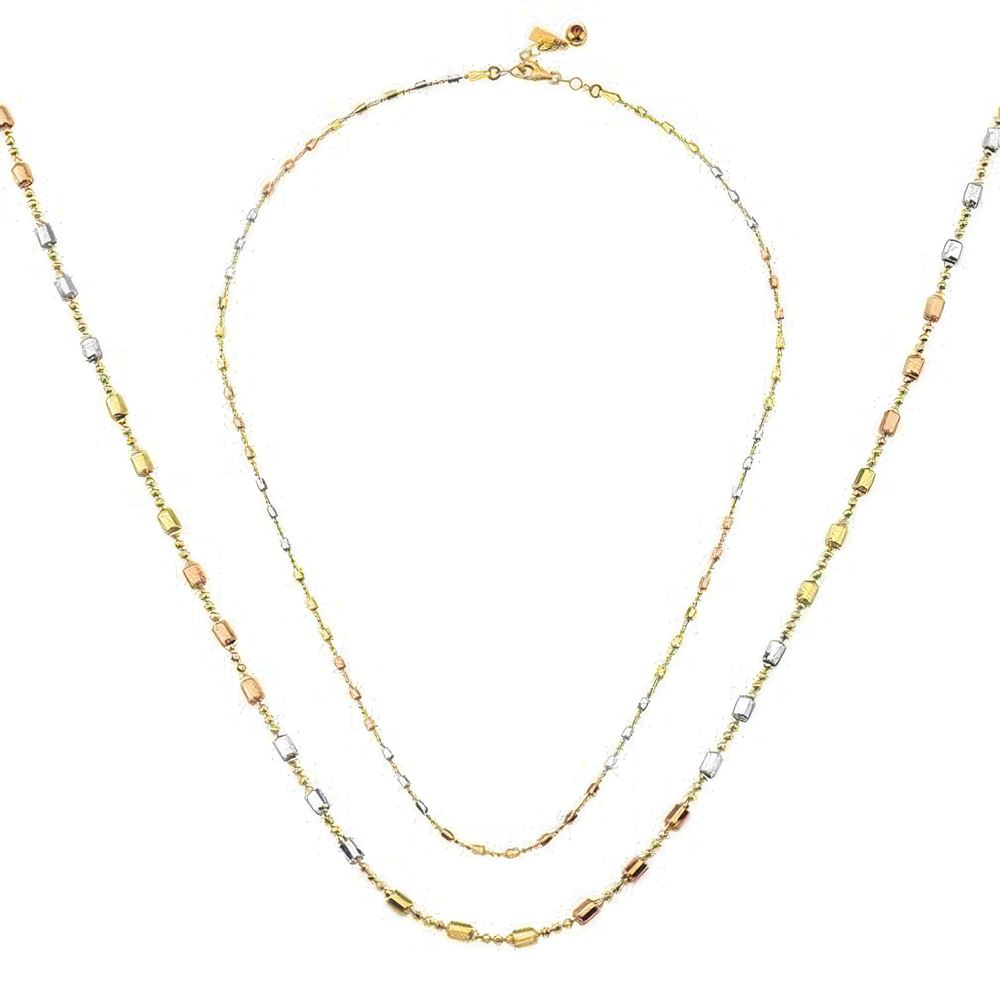 Silindir Altın Kolye 50 Cm Zincir