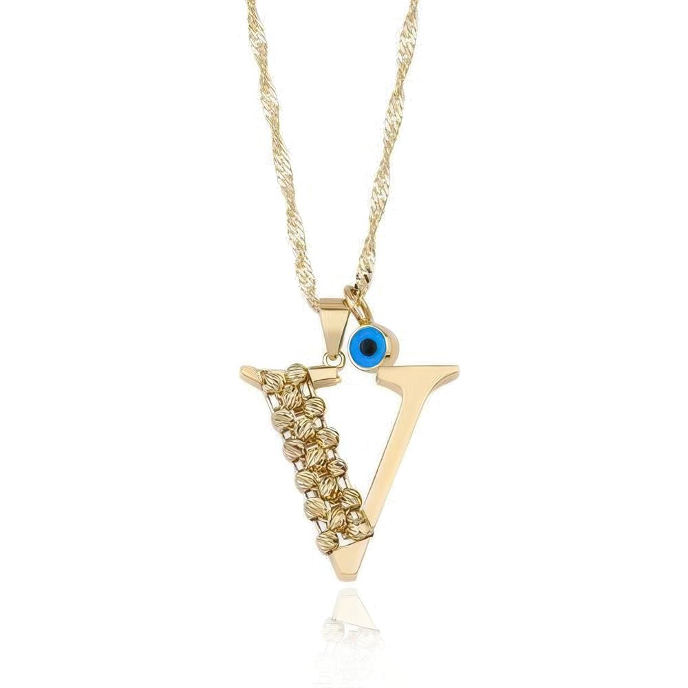 V Harf Altın Kolye 55Cm Zincir