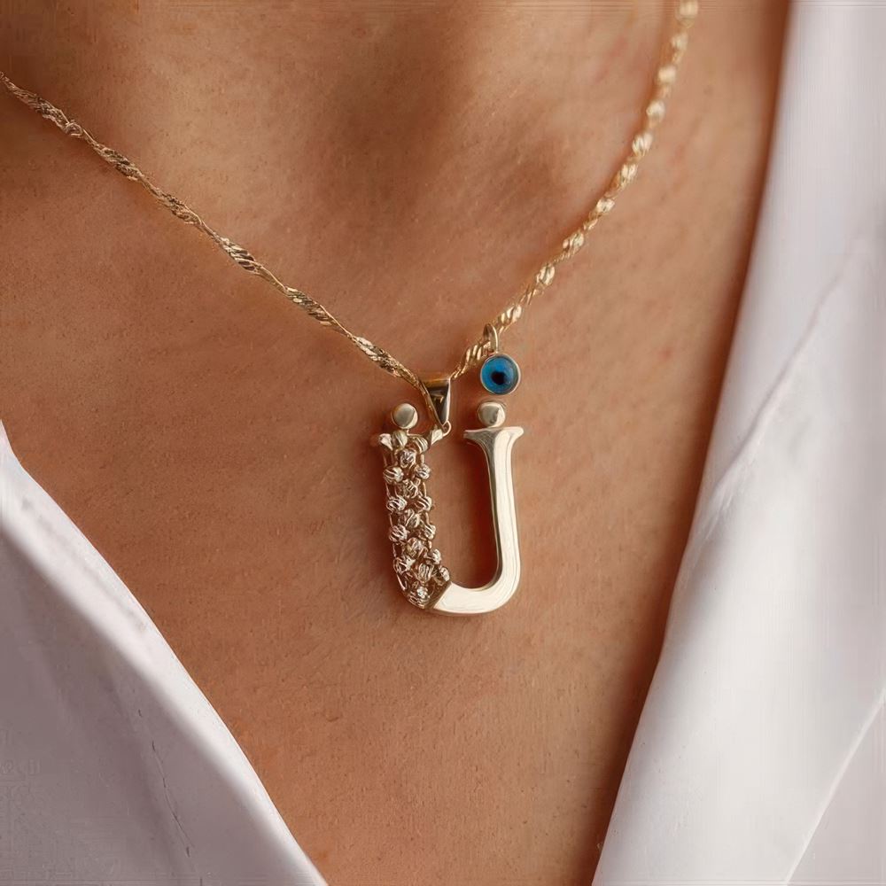 Ü Harf Altın Kolye 55Cm Zincir