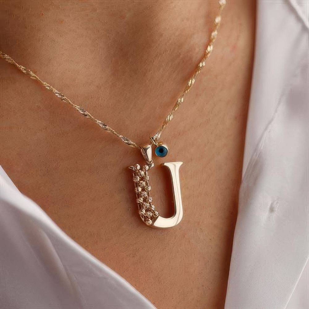 U Harf Altın Kolye 55Cm Zincir