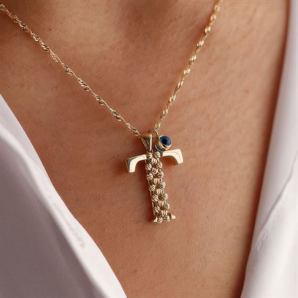 T Harf Altın Kolye 55Cm Zincir