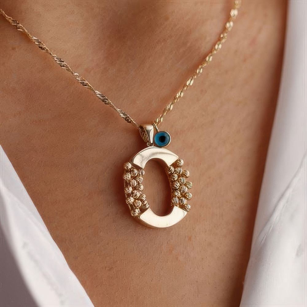 O Harf Altın Kolye 55Cm Zincir