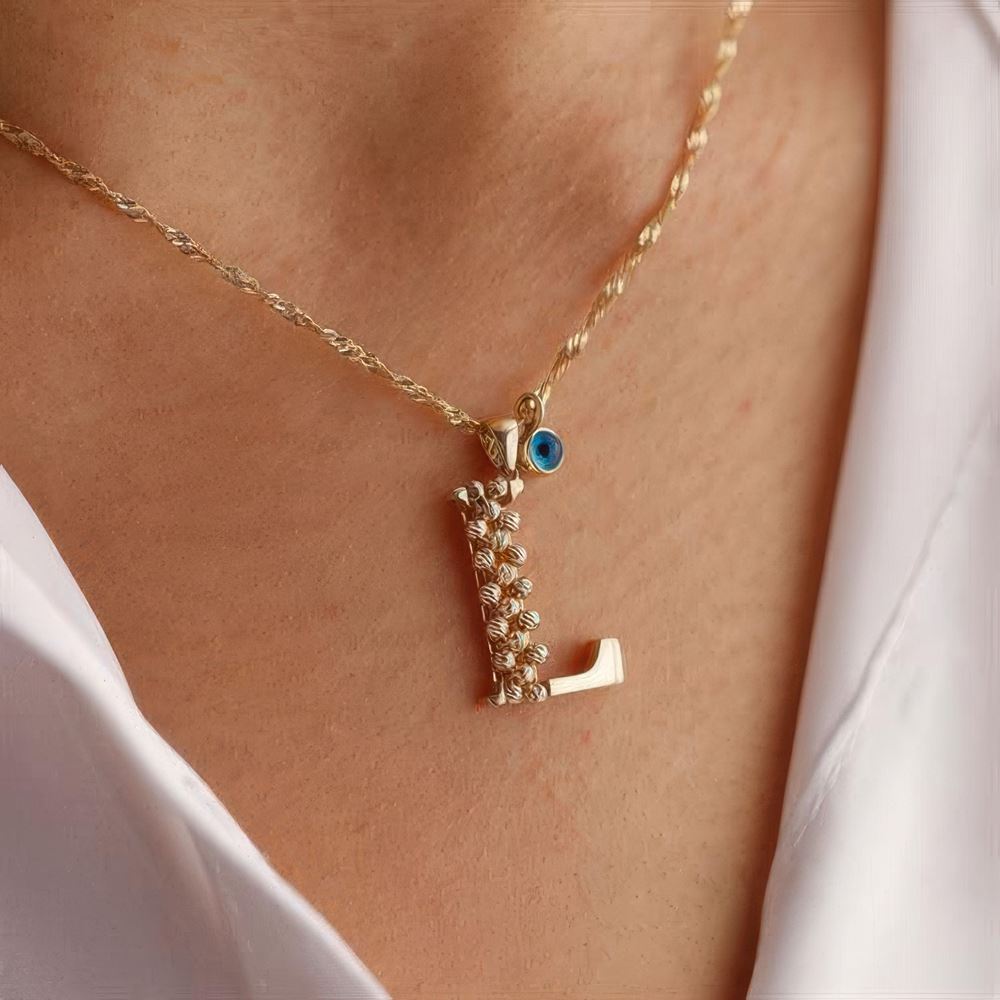 L Harf Altın Kolye 55Cm Zincir