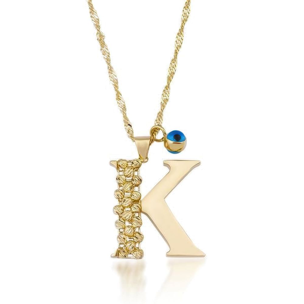 K Harf Altın Kolye 55Cm Zincir
