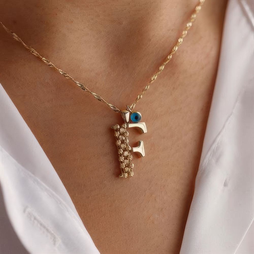 F Harf Altın Kolye 55Cm Zincir