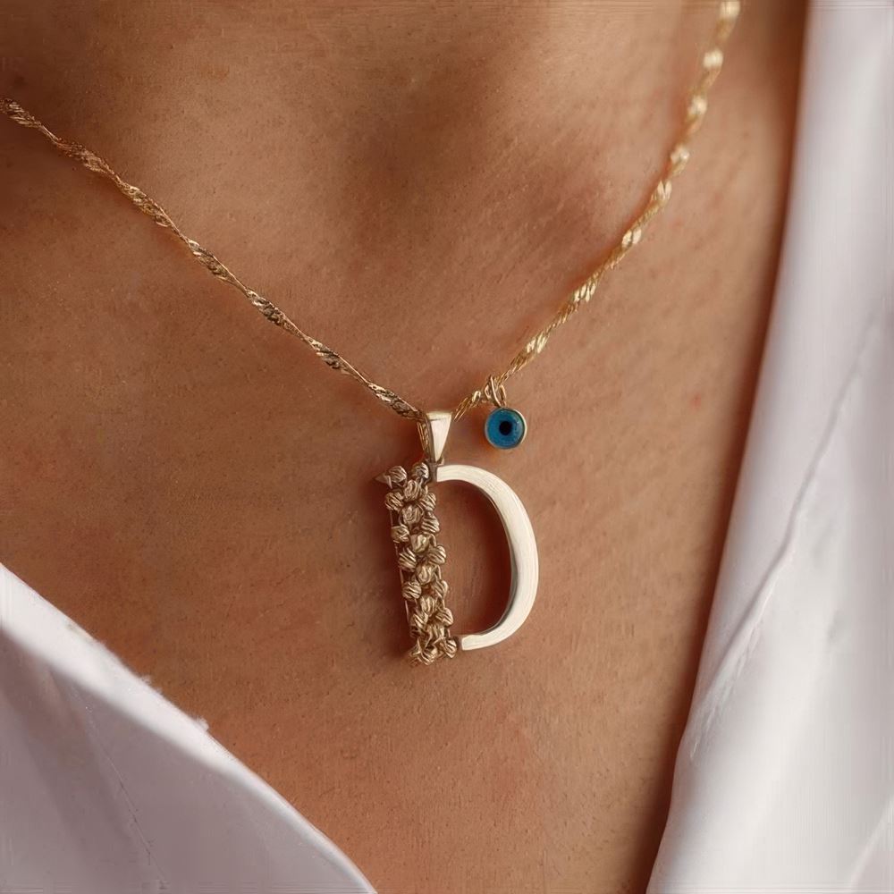 D Harf Altın Kolye 55Cm Zincir